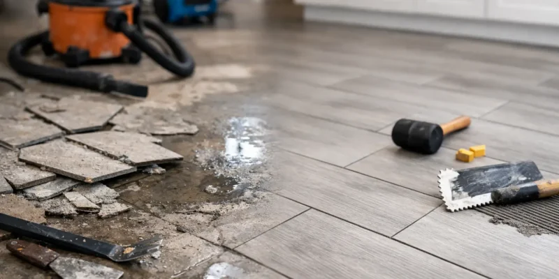 Tile Floor Replacement After Water Damage Example