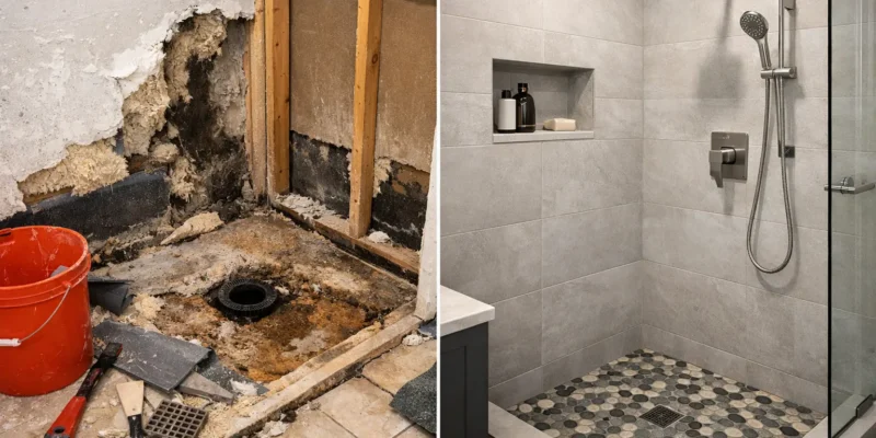 Tile Shower Rebuild After Leak Case Study
